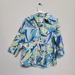 Chicos Womens Shirt Size Medium Chicos 1 Spring Summer Colorful Resort Casual